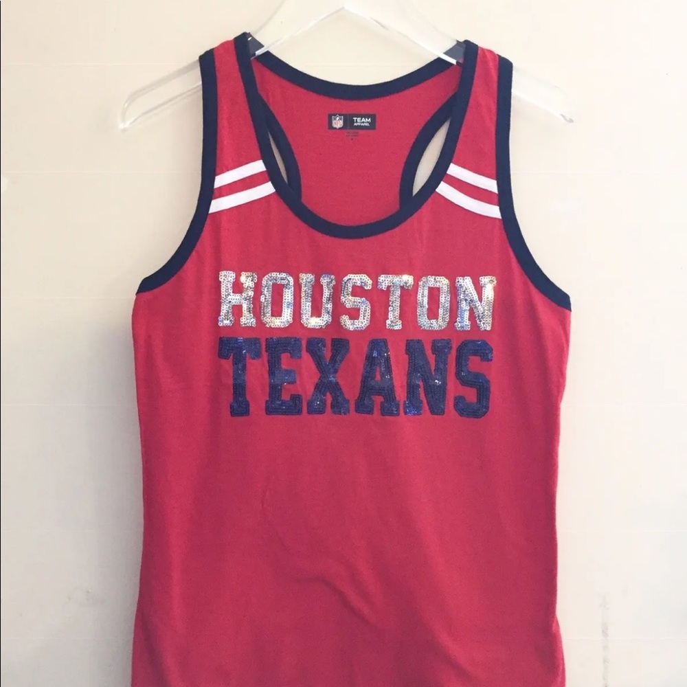 New NFL Team Apparel Houston Texans Women Tank Red Blue Sequin M